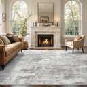 9x12 Ft Extra Large Washable Area Rugs for Living Room, Soft Non-Slip Modern Abstract Pattern Carpet for Bedroom Indoor Floor Nursery Home Decor (Light Grey)