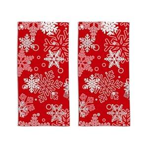 BVOGOS Hand Towels for Bathroom 2 Pack Red White Grey Christmas Snowflakes Decorative Face Bath Towels Kitchen Dish Towel Washcloth 30 x 15 in