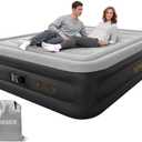 Air Mattress Queen with Built in Pump,18'' Inflatable Mattress 2 Mins Self-Inflation/Deflation, Thicker Blow up Mattress Leak-Proof, Flocked Top Air Bed with Storage Bag for Home, Camping & Guests