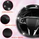 West Llama Diamond Bling Car Steering Wheel Cover with Crystal Rhinestones,3PCS Segmented Steering Wheel Protector,Universal for 99% Cars for Women(Black with Black Diamond)