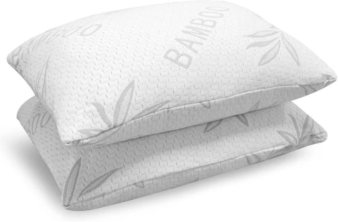 JJDANFILL Rayon Derived from Bamboo Pillow King Size Set of 2 - Machine Washable Bed Pillows for Sleeping for Back, Stomach, Side Sleeper - Firm Shredded Memory Foam Pillows 20 * 36in