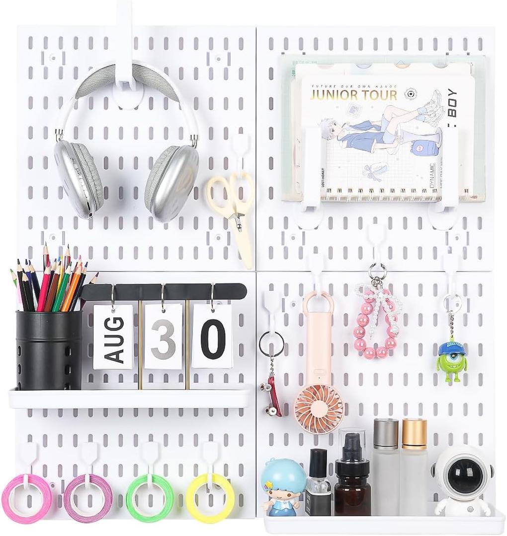Pegboard Wall Organizer Kit  Heavy Duty 20lbs Load Bearing, Easy Installation, 4 Peg Board Panels 14 Accessories  Multi-Surface Use For Garage, Office, Kitchen & Crafts (White Pegboard,2424) Pegboard Wall Organizer Kit  Heavy Duty 20lbs Load Bearing, Easy Installation, 4 Peg Board Panels 14 Accessories  Multi-Surface Use For Garage, Office, Kitchen & Crafts (White Pegboard,2424)