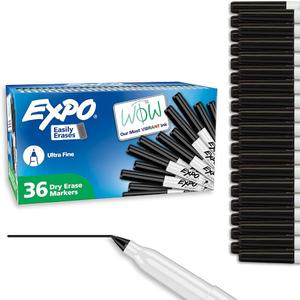 EXPO Low Odor Dry Erase Markers Ultra Fine Tip Black 36 Count