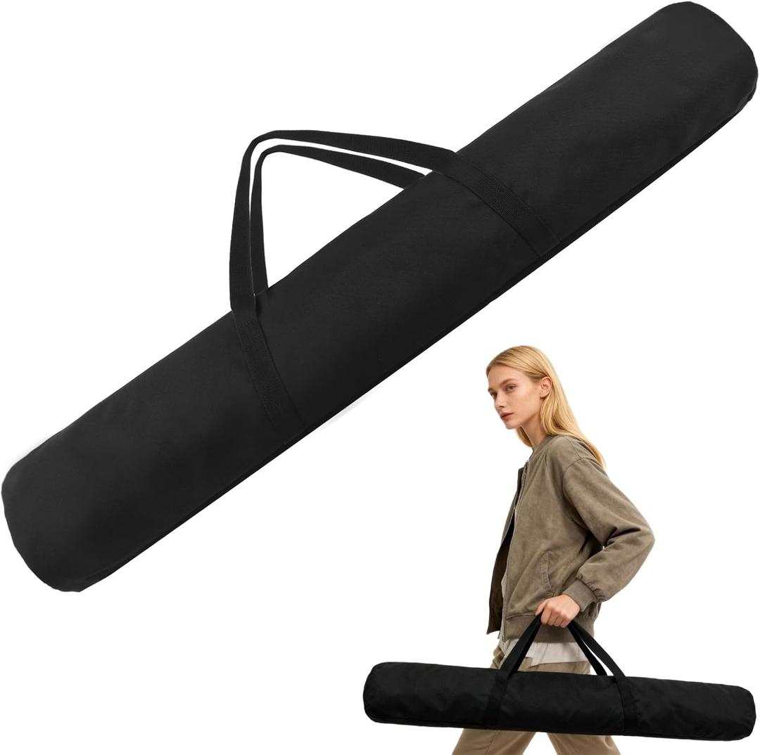 34-Inch Mahjong Mat Bag, Heavy-Duty Black Canvas Carrying Bag with Center Dual Handles & Smooth Zipper, Fits Mahjong Mat, Racks & Tiles, All-in-One Travel Storage Bag