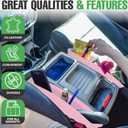 lebogner Between Car Seat Gap Filler Organizer, 2 Pack PU Leather Side of Center Console Car Pocket for Phone, Coins and Keys, Multifunction Crevice Caddy Catcher, Vehicle Interior Accessories, Pink