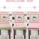 Halloween Chair Covers Set of 4 Cute Ghost Pumpkin Dining Room Slipcovers Stretch Parsons Chair Seat Protectors Halloween Decor-4PCS (One Size, Pink White)