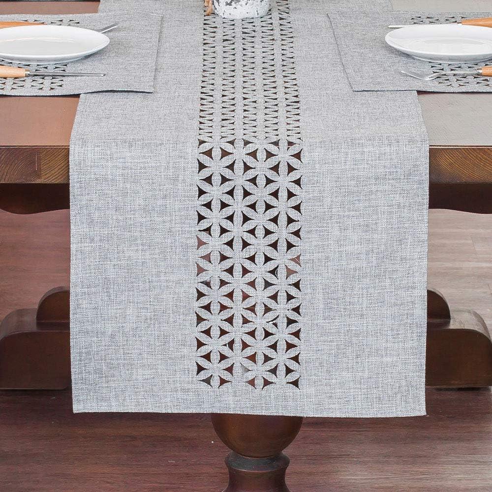 ARTABLE Rectangle Table Runner Fabric Farmhouse Gray Home Garden Table Runners with Well-Trimmed Edge for Picnics Indoor and Outdoor Dining Holiday Long Tables (Gray, 16 x 84 Inch)