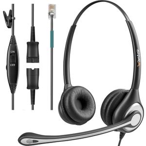Wantek Phone Headsets,Telephone Headsets for Office Phone with Mute Compatible with Polycom Avaya ShoreTel Toshiba Nortel Landline Desk Phones