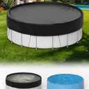 21 ft Round Pool Covers for Above Ground Pools, Thicker Solar Pool Cover Protector - Heavy Duty Tear Resistant Fabric, with Ropes and Ground Nails, Waterproof, Dustproof, Windproof (Black)
