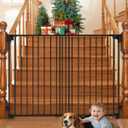 35-55" No Bottom Bar Baby Gates for Stairs, 39" Extra Tall Child Safety Gate with Auto Close Large Walk Thru Door, Hardware Mount Dog Gate Pet Gate for The House Doorways, Indoor Outdoor use (Black)