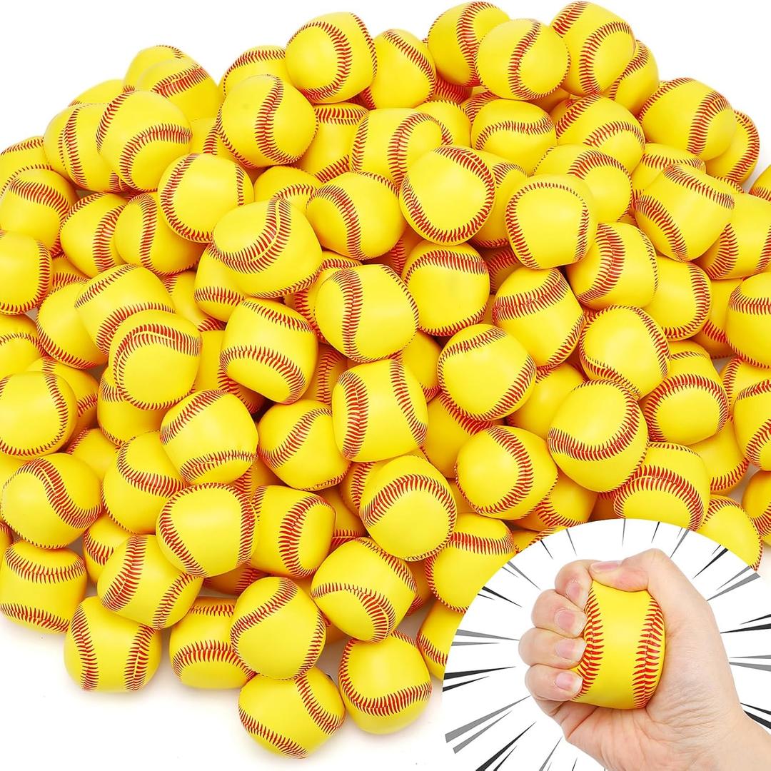 Lenwen 200 Pcs 2 Inch Baseball Stress Balls Mini Foam Stress Balls Bulk Soft Sports Themed Squeeze Anxiety Relief Toys for School Carnival Reward Theme Party(Baseball)