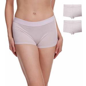 MERINNOVATION 100% Merino Wool Boxer Briefs for Women 2 Packs Underwear Boy Shorts Everyday Weight Breathable Anti-Odor (Large, Lilac Ash)