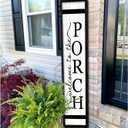 Welcome To The Porch Sign For Front Porch Standing 45"X9" Wood Frame Large Rustic Farmhouse Outdoor Tall Board Welcome Sign Modern Home Outside Front Door Vertical Wall Decor (Black)