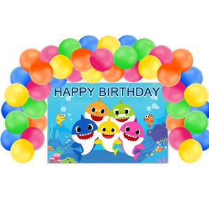 Baby Shark Birthday Decorations, Shark Theme Birthday Decorations Including Backdrop balloon, for 1st 2nd 3rd Party Decorations Baby Shark Birthday Decorations, Shark Theme Birthday Decorations Including Backdrop balloon, for 1st 2nd 3rd Party Decorations
