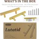 10 Pack 5 Inch Square Brushed Brass Cabinet Pulls for Kitchen Drawer, Stainless Hardware Steel Drawer for Wardrobe Bathroom Cupboard Furniture Pulls, Golden Handles 5Length, 3Hole Center