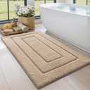 DEXI Bathroom Rug 43x24, Non Slip Washable Bath Mat for Shower Floor, Extra Large Absorbent Soft Bathmat with Rubber Backing, Quick Dry Microfiber Carpet, Beige