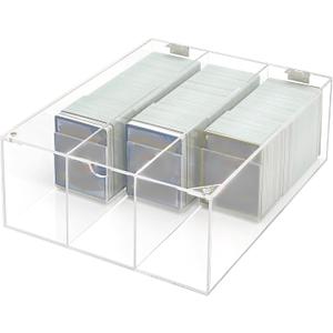 Acrylic Card Display Case, 3 Compartment Clear Visible Trading Card Box Fits for Sports Cards, Game Cards