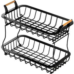 Kitchen Drain Basket Two-layer Fruit Basket Sturdy Elegant Easy to Clean