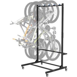 Freestanding Bike Rack with Caster Vertical Bike Storage Stand for Garage Indoor Bicycle Organizer Holds Up to 5 Bikes