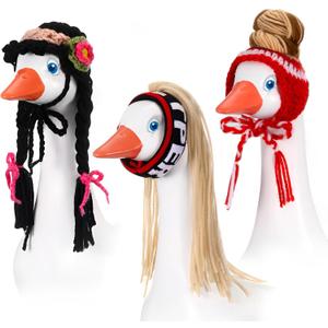 3 Pcs Porch Goose Wigs Cute Statue Geese Outfits Portico Goose Braid Wig Clothing Accessories Funny Crochet Hook Hair Costume for Garden Lawn Outdoor Yard Patio Statue Decoration 3 Pcs Porch Goose Wigs Cute Statue Geese Outfits Portico Goose Braid Wig Clothing Accessories Funny Crochet Hook Hair Costume for Garden Lawn Outdoor Yard Patio Statue Decoration