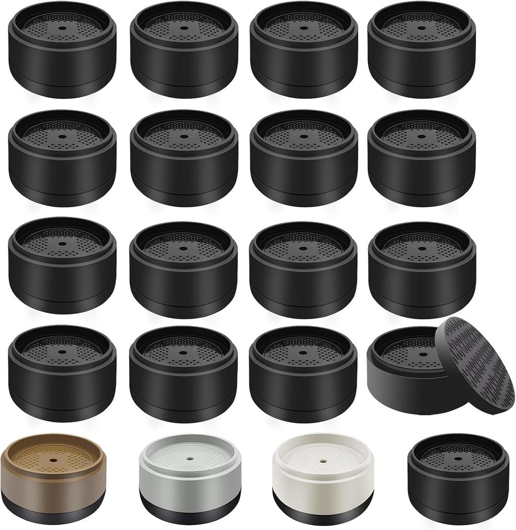 Furniture Risers Bed Risers Heavy Duty 1 inch, 2 inch, 3 inch, 4 inch Round Adjustable Bed Lifts Riser for Desk Legs Table Couch Sofa Chair Refrigerator Washing Machine (1 Inch, Black, 16 Pack)