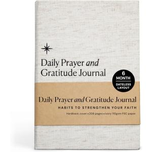 Christian Daily Prayer & Gratitude Journal, Faith Based Daily Planner, Biblical Affirmations, Prayer Requests, Prayer Journal, Bible Journal For Women & Men (White Cotton)