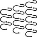 12pcs S-Shaped Shower Curtain Hook S Shaped Rings Zinc Alloy Curtain Hooks Alloy Rings Shower Curtain Rings S Shaped Shower Rings Curtain Rod Hooks Curtain Hangers Curtains Hanger (Black)