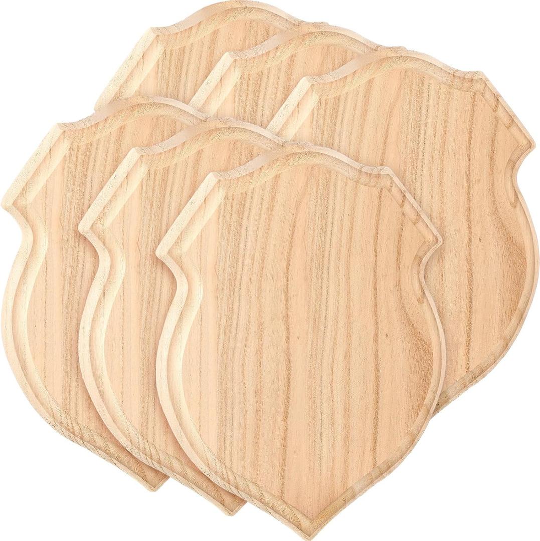 Kigley 6 Pcs Unfinished Wood Plaque Wooden Shield Plaque Wood Sign for Crafts Boards Carving Crafting, for Burning Projects Slab Pallets for Table Top(12 x 9 Inch)