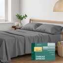 THREAD SPREAD 100% Organic Cotton Sheets King Size - 4 PC Organic Cotton King Percale Weave Sheet Set, Soft, Cooling, Crisp & Breathable, 16" Deep Pocket Hotel Quality Bedding Set - Dark Grey