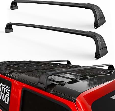 KitsPro 260lb Roof Rack Cross Bars for 2007-2026 Jeep Wrangler, 2020-2026 Jeep Gladiator, Matte Black Heavy Duty Aluminum Cargo Crossbar (ONLY FIT Hard Roof Top)