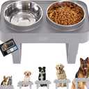 GORILLA GRIP Elevated Dog Bowls Stand, 6 Cup Stainless Steel Food Bowl Set of 2, 5 Height Adjustable Raised Feeding Station for Small Breed Puppy Dogs and Cats, Medium, Large Sized Pets Feeder, Gray
