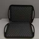 Large Nonslip Serving Tray with Handles, Silicone Grippy Dots Lap Food Trays for Eating, Dishwasher Safe Serve for Breakfast Dinner Snack Fruit Appetizers Beverage, Rectangular, Set of 2, Black