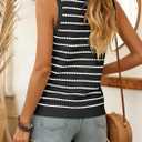 NALANISA Women's Trendy Tank Tops 2026 Crochet Summer Spring Striped Sweater Vest Casual Loose Sleeveless Knit Shirts Clothes (Black, L)