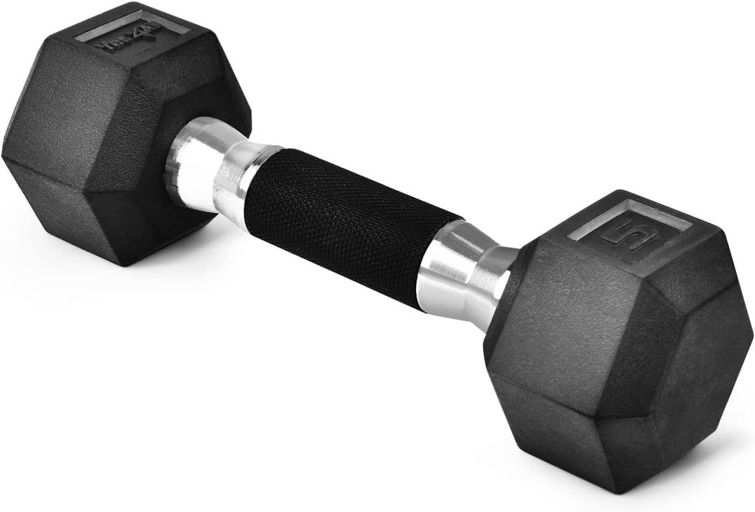 Yes4All Hex Dumbbell Rubber Grip - Heavy weight Dumbbell - 5lbs