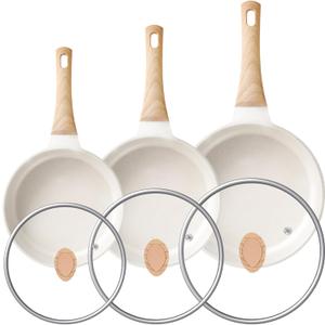 Non Stick Frying Pans - Granite Frying Pan Set Nonstick Frying Pan with Lid Egg Pan Omelette Pans for Cooking Pan Set, Kitchen Skillet Set Induction Cookware Chef's Pan Gift, 8", 9.5" &11"