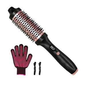 Thermal Brush, Heated Round Brush, Negative lon Heated Curling Brush 1.5 Inch, 3 Temp Settings, Dual Voltage Rose Gold Update Ceramic Tourmaline