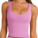 LASLULU Womens Sport Bras Long Line Workout Yoga Gym Athletic Tops Clothes Shirts Camisole Padded Crop Tank Tops (Small, Pink)