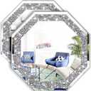 XIHACTY 2 Piece Wall Mirrors Octagon, Crush Diamond Mirrors Wall Decor, Silver Decorative Mirrors for Living Room Decor, Bedroom, Bathroom. (12”x12”)
