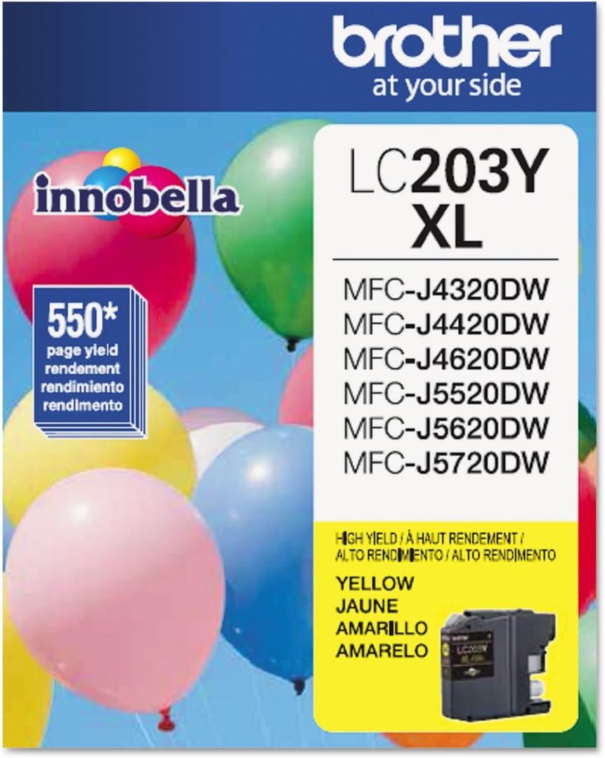 Brother Printer LC203Y High Yield Ink Cartridge, Yellow, 550 Pages, 1 Count (Pack of 1)
