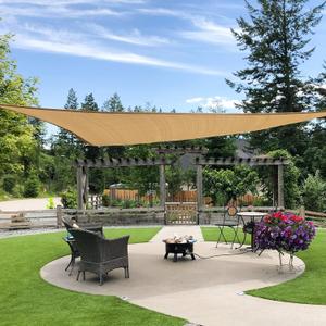 Garden expert 8'x8'x8' Sun Shade Sail Triangle Canopy Shade Cover for Patio Garden Outdoor Backyard, Sand