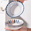 10 oz Ceramic Dessert Bowls Set of 4 Japanese 6 Inch Serving Dishes Shallow Bowls for Side Dishes,Appetizer,Sushi,Salad,Snacks,Fruit,Icecream,Microwave Dishwasher Safe(Navy Blue)