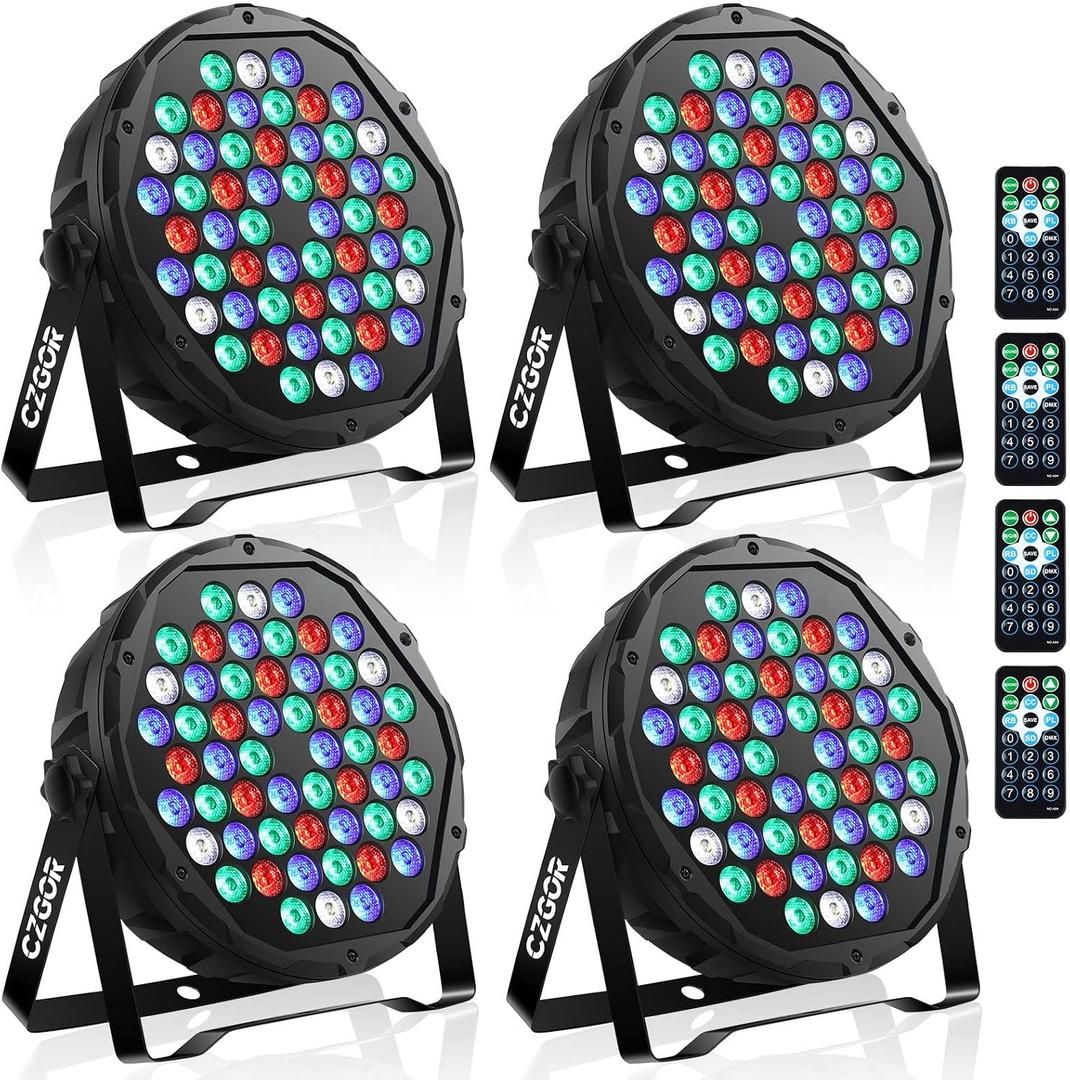54 LED Stage Lights for Parties, 54W RGBW Par Light with Remote & DMX Mode