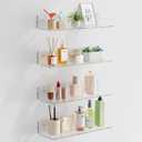 HANGE 4-Pack Clear Acrylic Floating Shelves, 12" Invisible Wall Mounted Shelves  Space-Saving Storage for Kids Books, Bathroom, Bedroom, Kitchen, Living Room  Modern Display Organizer