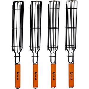 Portable Grilling Baskets - Set of 4 Companion Nonstick Kabob Grilling Baskets for Outdoor Grill - Kabobs and Loose VeggiesfruitsVegetableOnionFishChicken and Meat Grill Baskets (Basket-4B)