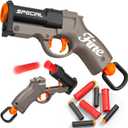 Shell ejecting Pistol Soft Bullet Toy Cheap Cool Stuff Realistic Look Real Hand Guns Stress Shot Dart Fake Shooting Game for Adult Under 10 Dollar Gifts for Age 14 Years Old (Gray)