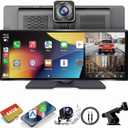 10.26" Apple Carplay Screen for Car, Portable Wireless Apple Carplay & Android Auto with 4K Dash Cam and 1080p Backup Camera, Car Audio Receivers GPS Navigation, Voice Control,Bluetooth,Mirror Link,FM