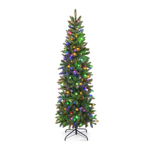  6FT Pre-Lit Hinged Artificial Christmas Tree w/ 648 Tips & 270 Multicolor Lights