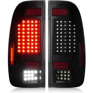 Tail Lights Assembly [LED Kit] Fit for Ford F150 1997-2003 and F150 Heritage 2004, for F250 F350 Super Duty 1999-2007 (Fit Fleetside Models), Taillights Rear Brake Light, Black Housing Smoked Lens