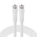 GE RG6 Coaxial Cable, 25 ft. F-Type Connectors, Double Shielded Coax, Input Output, Low Loss Coax, Ideal for TV Antenna, DVR, VCR, Satellite Receiver, Cable Box, Home Theater, White, 33604 (25 Feet)