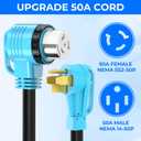50 Feet 50 Amp RV/Generator Cord, 100% Copper Wire, Newly Designed 90Grip Handle, NEMA 14-50P to SS2-50R Twist Lock, 6/3+8/1 Gauge STW Wire, ETL Listed